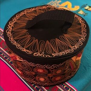 Embroidered Black and Gold Accessory Case